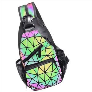 Iridescent Geometric Sling Backpack Luminous